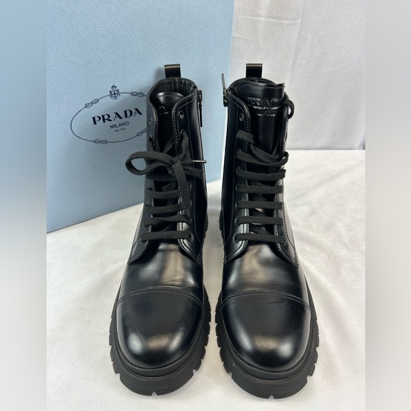 Prada Shoes - Prada Spazzaloto Leather Combat Boots